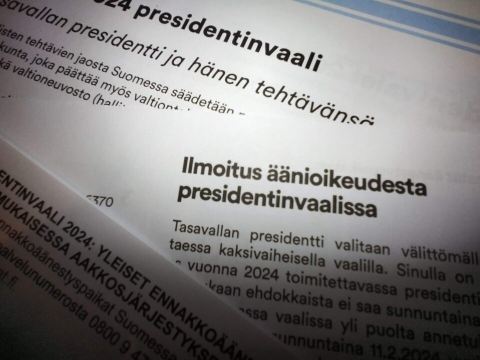 Presidentinvaali 2024, vaalit, vaali, ilmoitus äänioikeudesta